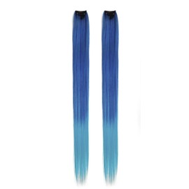 2 x Clip-In Hair Extension Highlights Streaks, Colourful Hair Highlights (1 Clip 25g - Two Tone Blue x 2)