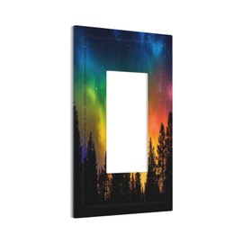 Wpshijia Outlet Covers Colorful Starry Sky Black Forest Aurora 1 Gang Light Switch Cover Plate Single Rocker Switch plate Covers Decorative Wall Plates Electrical GFCI Receptacle for Home Decor