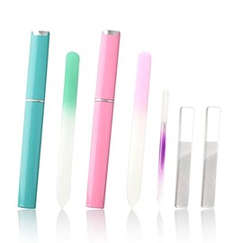 5 Pack Glass Nail File Set Glass Nail File Buffer with Case | Includes 2 Manicure Glass Nail Files 1 Glass Cuticle Pusher 2 Nano Nail File Fingernail 