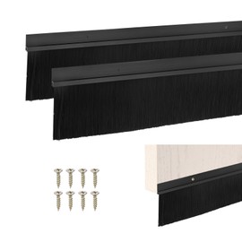 M METERXITY 2Pack Door Sweep - 39" Door Bottom Brush Heavy Duty Seal Draft Stopper Aluminum Base with 80mm Brush, Adhesive/Screw Installation for Interior/Exterior/Garage/Sliding Doors, Black