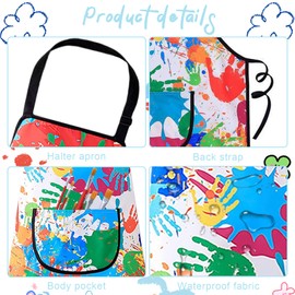 COYUN 1 x Children's Painting Apron, School Apron for Girls and Boys, Adjustable Cooking Apron with Big Pockets, Painting Coat, Children Waterproof Painting Coat, for Crafts, Painting, Baking, Cooking