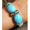 Marysol Turquoise & Silver Tone Stretch Bracelet NWT Mary Sol