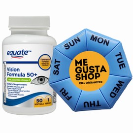 ME GUSTA SHOP Equate Vision Formula with Lutein 50+ Tablets Dietary Supplement, 120 Count Includes Pill Organizer
