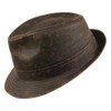 Weathered Cotton Trilby Hat - Brown