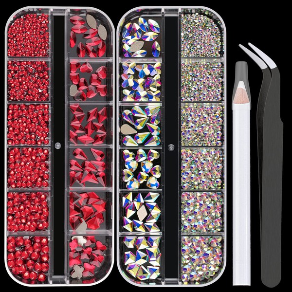 Flat Back Multi-shaped And Round Glass Nail Art Rhinestones Set