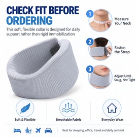 Neck Brace for Posture, Soft Cervical Collar for Sleeping, Working & Travel, Adjustable Breathable Nylon-Spandex Neck Support Brace for Women and Men