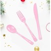 HEIPINIUYE 75 Pack Light Pink Plastic Cutlery Heavy Duty Baby