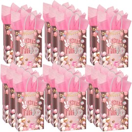 TAKEALOOKO 10th Birthday Gifts Bags - 16 Pcs Peace Out Single Digits I'm 10 Gift Bag with Tissue Paper, Rose Pink Gold Goodies Bag for Girls 10 Years Old Party Favors