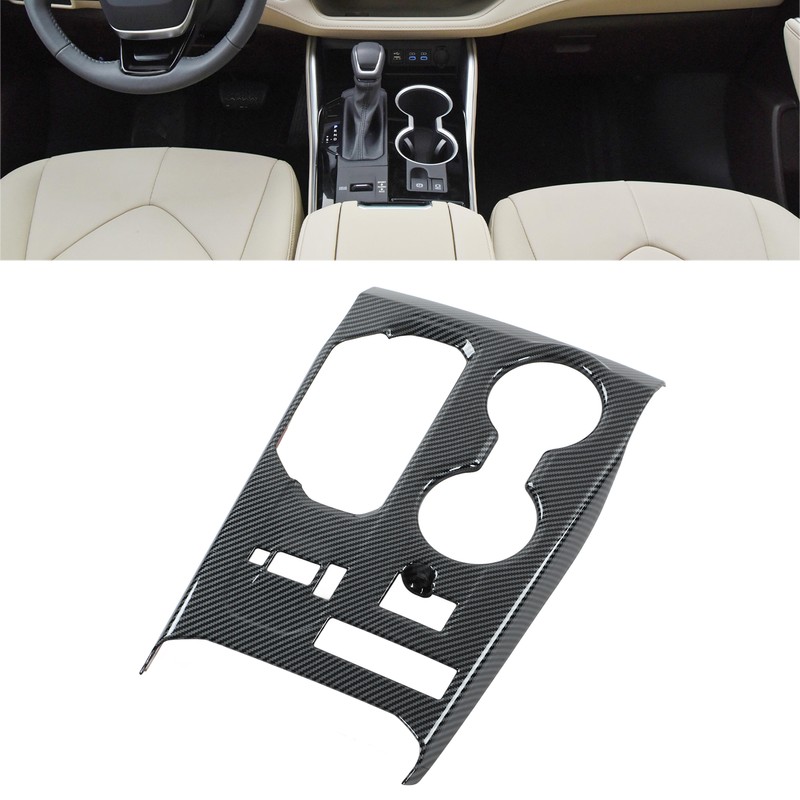 Car Center Console Shift Panel Trim Adhesive Glossy Carbon Fiber
