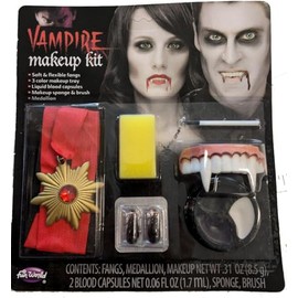 Vampire Dracula Makeup Kit Face Paint & Stage Makeup w/fangs fake blood kit