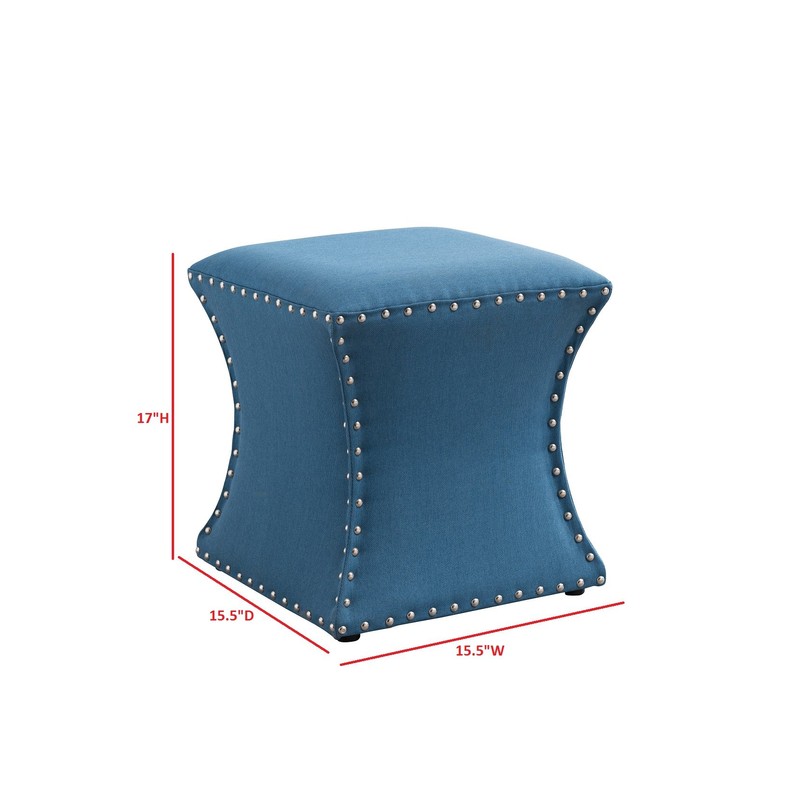 Kings Brand Furniture - Nailhead Trim Upholstered Stool Ottoman, Light