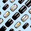 Press on Nails Short Square Fake Nails with Black Glossy