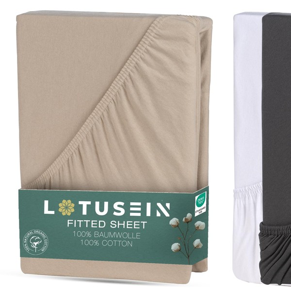 Lotusein Fitted Sheet 140 x 200 cm Beige - 100%