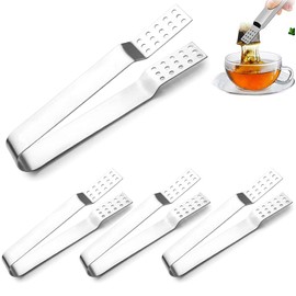 Pack of 4 Tea Pressure Clamps, Tea Bag Tongs, Stainless Steel Heat Resistant Tea Bag Tongs, Stainless Steel Anti-scald, Heat Resistant Tea Bag Squeezer for Home, Kitchen, Bar, Ergonomic Handle