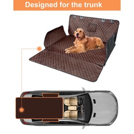 PETICON SUV Cargo Liner for Dogs, Waterproof Pet Cargo Cover Dog Seat Mat for SUVs Sedans Vans with Bumper Flap Protector, Non-Slip, Large Size Universal Fit, Brown