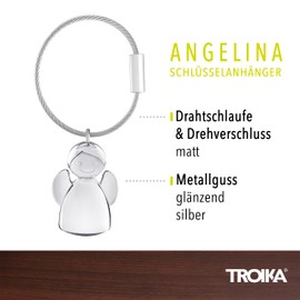 TROIKA ANGELINA – KR17-32/CH – Schlüsselanhänger – Schutzengel, Schutzengelchen – Metallguss– glänzend – verchromt – silber – TROIKA-Original