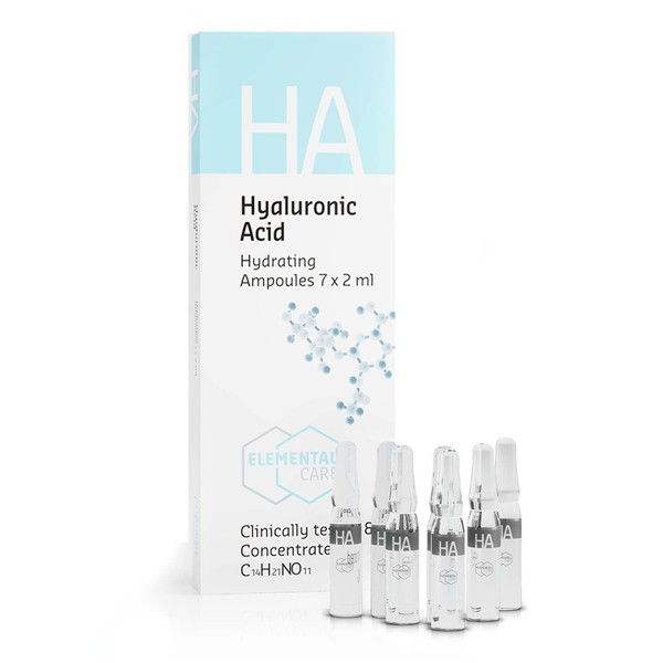 Hyaluronic Acid Ampoules Face 7 x 2 ml - Hyaluronic Serum High Dose - Instant Hydration of the Skin by 155% in 1 Hour - Skincare Booster - Remove Dark Circles, Anti Ageing, Anti Wrinkles - Moisturiser