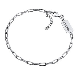 Kuzzoi Silver Bracelet for Men, Handmade Link Bracelet (3 mm) Made of Solid 925 Sterling Silver, Basic Hand Chain Shiny Polished Men's Bracelet with Lobster Claw, Length: 19 cm, Sterling Silver