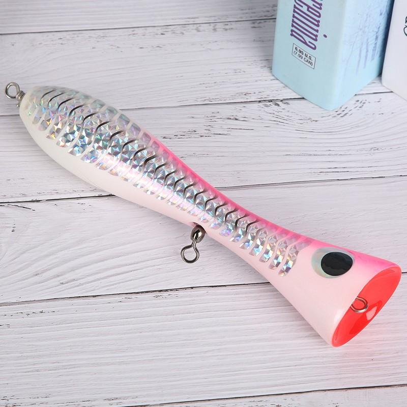 Wooden Large Artificial Popper Fish Lure Topwater Simulation Bait Fishing