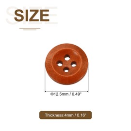 uxcell 100Pcs Wooden Buttons, 12.5mm(1/2") 4 Hole Round Wood Sewing Button Craft for Sewing DIY Craft Clothing, Brown