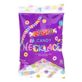 Smarties Candy Necklace - Bulk Candy - Gluten Free & Vegan, Fruit Flavored, Hard Candy on Stretch String - Perfect for Birthdays & Halloween Hard Candy - 4 Necklaces Per Bag 2.9 oz (Pack of 1)