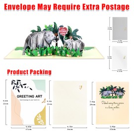 GREETING ART Pop Up Card Elephant, 3D Mother's Day Card with Elephant & Flowers for Best Mother in the World, Pop-Up Card Mother's Day, 3D Birthday Card for Mother