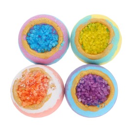 FOMIYES Bath Kit 4 Portable Spa Bubble Balls Sea Salt Bath Balls Essential Oil for Face Feet and Skin