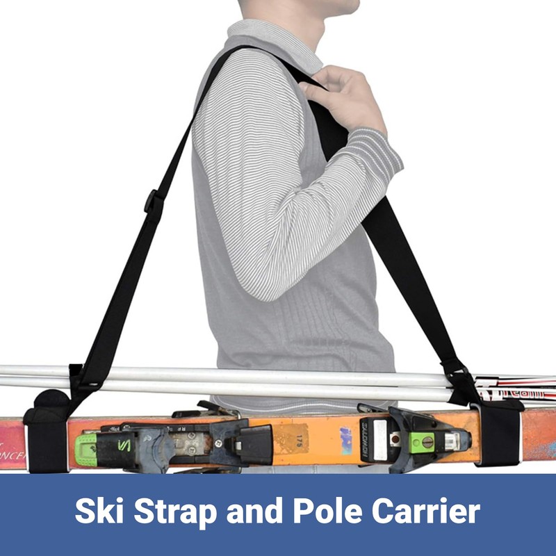 Ski Board Snowboard Back Shoulder Carry Strap Set, 2Pcs Ski