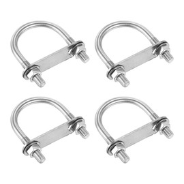 DTGN M8x42x69mm U Bolts Round Kit - 4Set - 304 Stainless Steel U-Bolt Kit with Nuts, Washers, Frame Plate - Good for DN32 Pipe, Trailer, Automotive, Leaf Spring Fastener