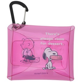 Snoopy Earbud Pouch, Small Storage Case, Mini Wired/Wireless Storage, Air Pods/Pro, Clear Multi Case, SS Size, Carabiner Included, Red (SPC-1167)