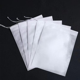 Tea Packs, Tea Bags, Food Pack Bags, 6.3 x 5.5 inches (16 x 14 cm), 100 Count, Non-woven Fabric Unbleached, Coffee, Tea, Green Tea, Roasted Tea, Filter Bags, Disposable Empty Bags with Drawstring