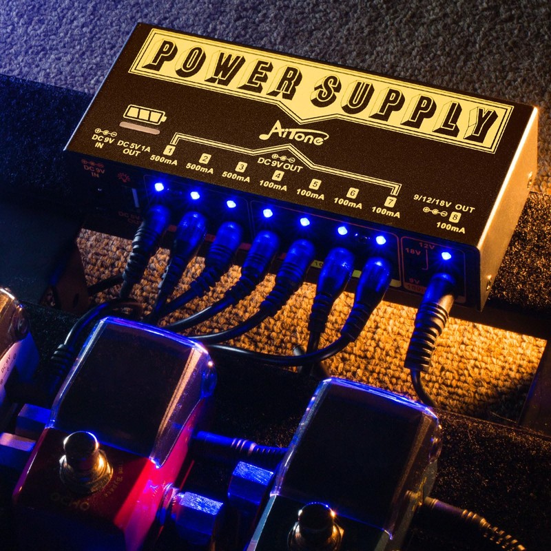 AITONE Pedal Power Supply 9V 12V 18V Rechargeable Battery Guitar