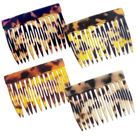 4 PCS French Hair Side Combs, Medium Tortoiseshell Hair Comb Clips for Women 2.5 Inch Decorative French Twist Styling Hairstyle Accessories(Tortoise, Brown)