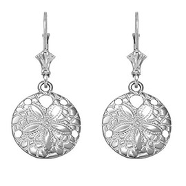 925 Sterling Silver Sea Star Sand Dollar Lever back Earrings, Sterling Silver
