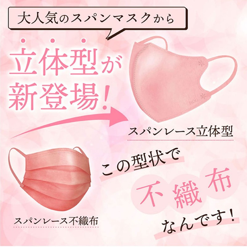[医食同源ドットコム] 【90枚 30枚入x3箱】 iSDG 立体型スパンレース不織布カラーマスク SPUN MASK 個包装 ネイビー 30枚入×3箱