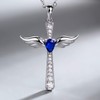 Cross Necklace Womens Cross Necklace Angel Wings Cross Necklace Blue