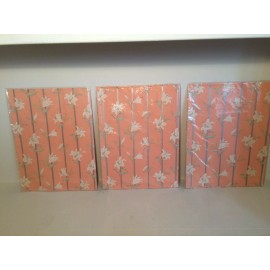 3 NOS 1980's Vintage Foil Floral Peach Iris Flowers Gift Wrap Paper