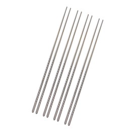 KINGSUPER Set of 4 Pairs 15.3 Inch Extra Long Chopsticks Non-slip Stainless Steel Hot Pot Chopsticks for Cooking Frying Noodle