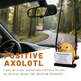 Rear View Mirror Hanging Accessories of Cool Swinging axolotl, Funny Car Interior Accessory for Men & Women Car Decorative Hanging Ornament.Potato with card