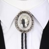 Doitby Rhinestone Bolo Tie for Men, Western Cowboy Necktie Leather