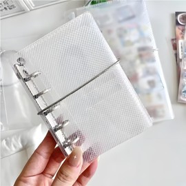 Audiophan m5 Binder 5 Holes Micro 5 Notebook Clear Binder Transparent Sticker Book with Big Clip Mini Binder Transparent Clear Approx. 4.9 x 3.5 inches (12.5 x 9 cm)