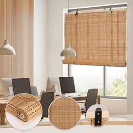 FoundGo 30" W*72" H Bamboo Roller Blinds Sun Shade,Retro Light Filtering Roller Bamboo Curtains Bamboo Roll Up Window Bamboo Roller Curtain Shades for Windows,Doorways.