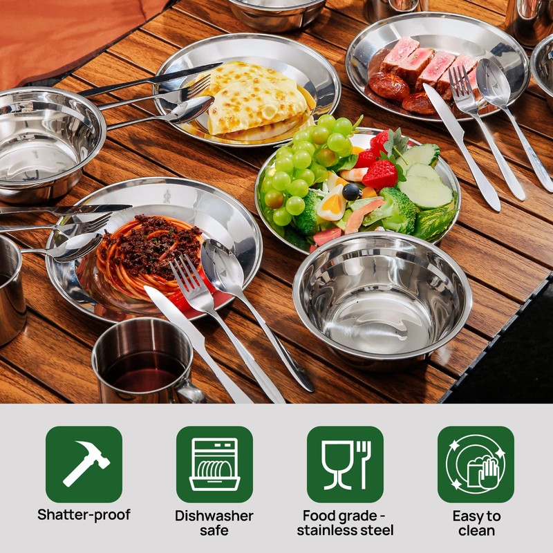 Odoland Camping Cutlery Set - Stainless Steel Tableware Mess Kit
