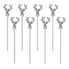 Mewuthede Cocktail Picks,8 Piece Stainless Steel Deer Head Shape Martini