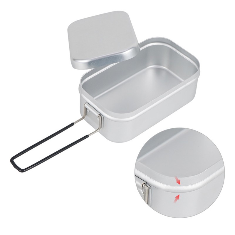 Aluminum Lunch Box Folding Handle Portable Stainless Steel Light Weight