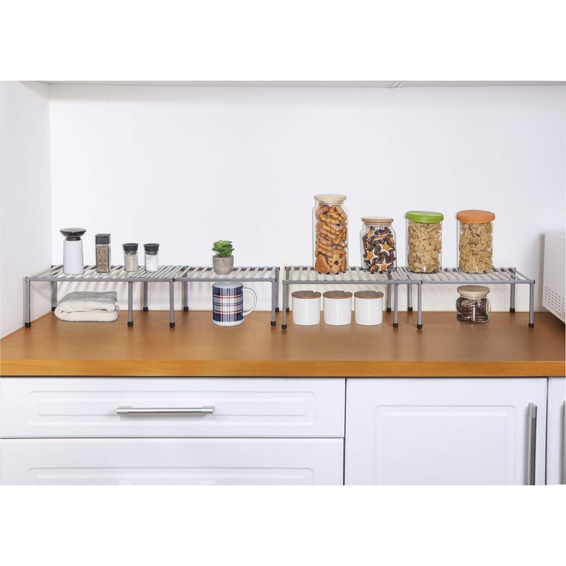 STORAGE MANIAC Set of 4 Expandable Kitchen Rack Wire Shelf