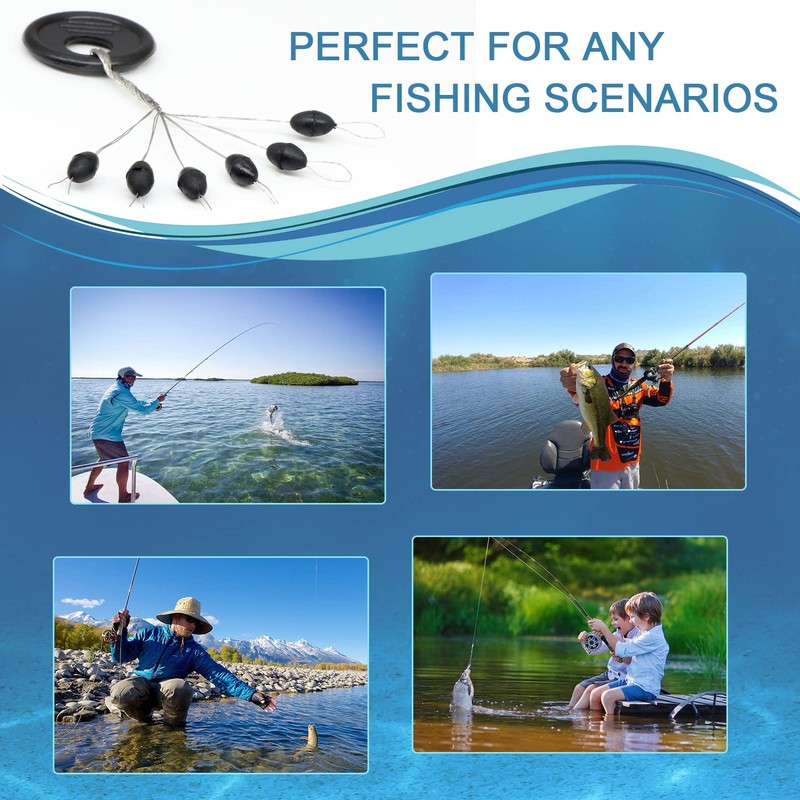 LadFath 720pcs Fishing Rubber Bobber Stoppers, 6 in 1 Bobber