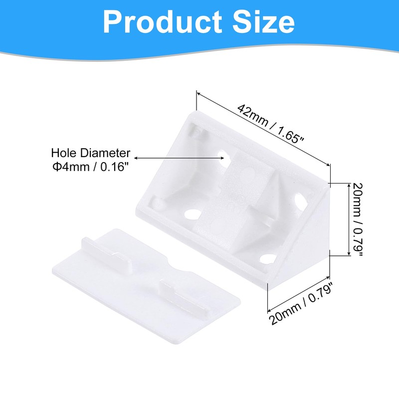 sourcing map 12 Pcs 90 Degree Plastic Corner Braces, 20x42x20mm