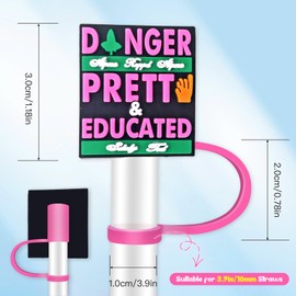 8Pcs Girls Straw Toppers for Tumbles, 10mm Straw Cover Caps Compatible with 30&40 Oz Tumbler with Handle, Drinking Straw Covers Cap for Tumbles Cups Accessories (Pink)