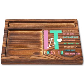 It's Okay Mental Health Gift, Wooden Sticky Note Holder, Desk Organizer, Motivational Office Decor for Therapists, Social Workers, Psychologists, Counselors, Self-Care Encouragement Gift YCB112